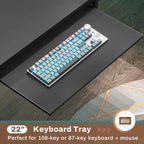 Bureau d'ordinateur en L, bureau de jeu avec tiroir à clavier, prises de courant et éclairage LED