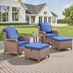 GDFStudio Halston Salon de jardin en osier avec coussins et table d'appoint