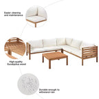 Ensemble de canapé d'angle d'extérieur Polibi Acacia avec table basse assortie