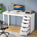 Bureau d'ordinateur Lantine avec 5 tiroirs, bureau moderne et simple de 119 cm pour la maison, le bureau et l'étude, idéal pour les petits espaces