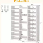 Lantine Meuble à Chaussures Haut 14 Niveaux, Grand Organisateur Autoportant avec Étagères Ouvertes pour 46 Paires, Armoire en Bois pour Placard, Entrée, Chambre, Blanc
