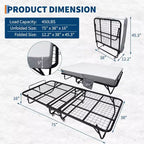 Lit pliant avec matelas pour adultes, lits d'appoint portables, lit pliant avec cadre en métal, matelas en mousse à mémoire de forme 5 et poche de rangement latérale
