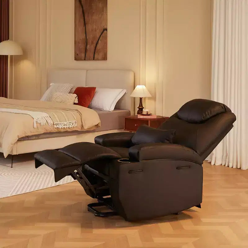 Fauteuil inclinable électrique avec fonction releveur, massage et chauffage Bestier 34,6 po, fauteuil inclinable en similicuir avec poches latérales et porte-gobelets