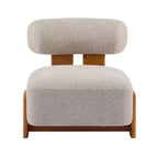 Fauteuil d'appoint moderne en bouclette avec dossier roulé, cadre en bois massif, siège d'appoint rembourré pour salon, chambre ou bureau