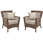 Ensemble de 2 fauteuils de jardin en résine tressée Jiallo Modern Concept, imitation jonc de mer