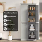 Meuble de rangement de cuisine autoportant, armoire de 178 cm avec portes et étagères réglables
