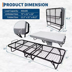 Lit pliant avec matelas pour adultes, lits d'appoint portables, lit pliant avec cadre en métal, matelas en mousse à mémoire de forme 5 et poche de rangement latérale