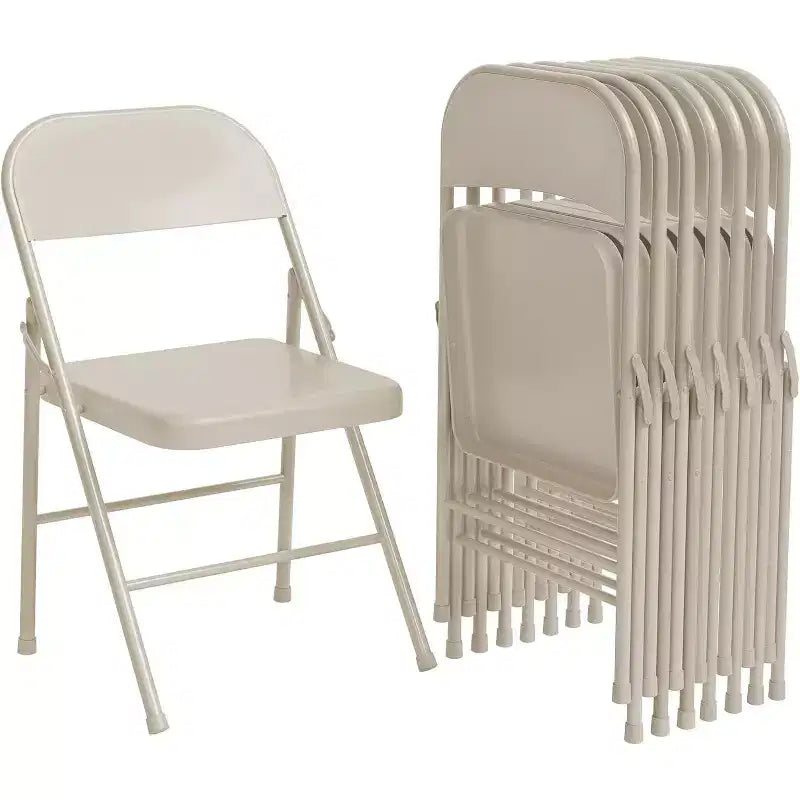 Lot de 8 chaises pliantes tout acier avec dossier, chaises pliantes en métal robustes, capacité de 159 kg, convient pour l'intérieur et l'extérieur
