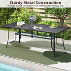 Ensemble de salle à manger Gymax 9 pièces pour patio avec table rectangulaire et chaises empilables avec trou pour parasol