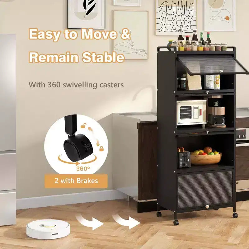 Meuble de cuisine Costway à 5 niveaux avec rangement, buffet mobile pour micro-ondes, portes basculantes, blanc/noir/gris/vert