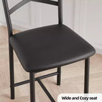 Lot de 4 tabourets de bar, chaises de bar rembourrées en PU, chaises d'îlot de cuisine avec dossier en X et repose-pieds en métal, chaises de comptoir noires