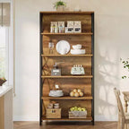 Bibliothèque industrielle Lantine 70.87, étagère à 6 niveaux avec cadre métallique géométrique et étagères de rangement ouvertes pour bureau à domicile, salon, marron