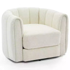 2 fauteuils d'appoint pivotants, fauteuil barillet en tissu peluche Teddy à rotation 360°, base robuste, beige pour salon, chambre, bureau