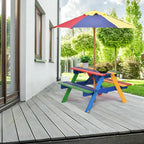 Table de pique-nique pliante Costway pour enfants 4 places avec parasol pour jardin