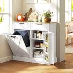 Meuble poubelle coulissant HOMCOM avec tiroirs, meuble de cuisine de style campagnard avec poubelle cachée pour la cuisine