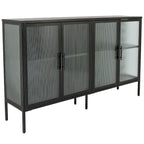 Meuble en métal et verre trempé avec étagère réglable