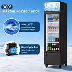 Réfrigérateur à boissons COZONY avec porte vitrée, glacière commerciale de 6,1 pi³ avec boîte lumineuse, sans givre pour bar, restaurant, magasin