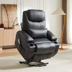 Fauteuil inclinable électrique avec fonction releveur, massage et chauffage Bestier 34,6 po, fauteuil inclinable en similicuir avec poches latérales et porte-gobelets