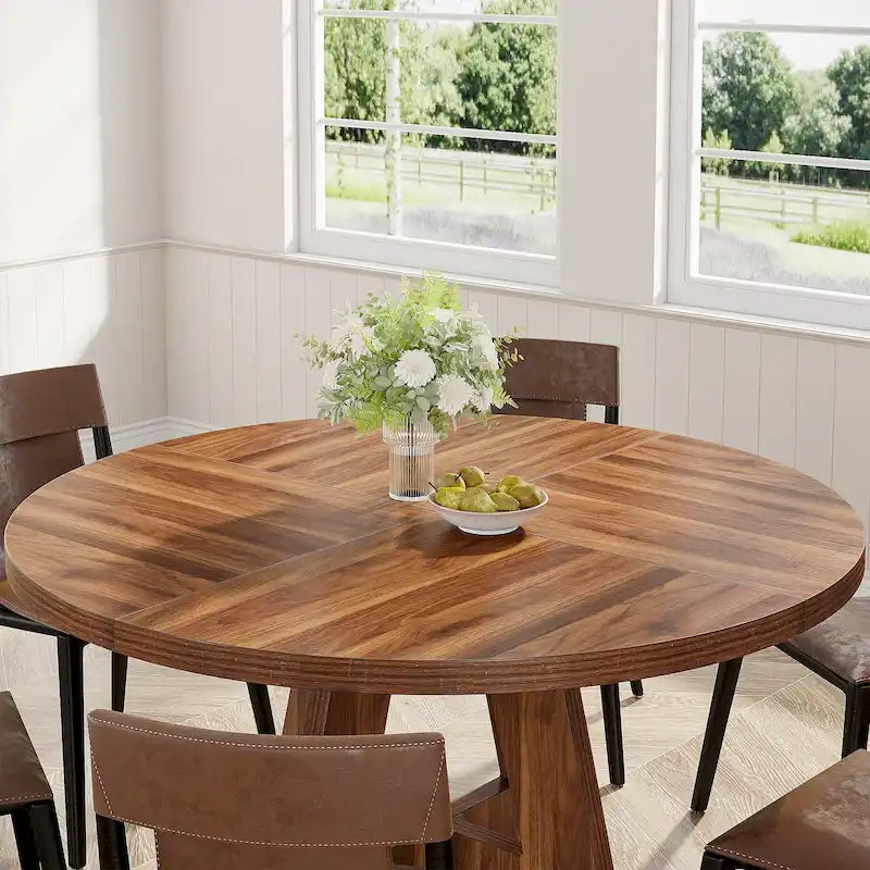 Table à manger ronde de 47 pouces pour 4 personnes, table de salle à manger en bois pour cuisine, salle à manger, salon - N/A