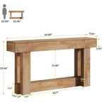 Console en bois de 62,99 po, table d'entrée de ferme étroite et longue à 2 niveaux
