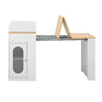 Table à manger extensible Whisen, table îlot mobile roulante avec 3 rallonges amovibles, meuble de rangement