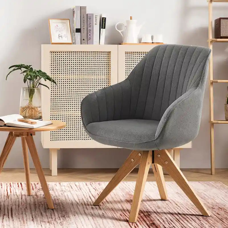 Fauteuil de bureau moderne pivotant avec pieds en bois