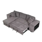 Sectionnel réversible en L de 104,5 po avec chaise longue de rangement et 2 poufs – Canapé-lit convertible 3 places pour salon