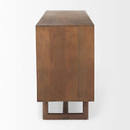 Grier Enfilade 4 portes en bois massif brun clair et cannage - 72,0L x 18,0l x 31,0H