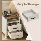 Lot de 2 tables de chevet de ferme avec port de chargement USB - Tables de nuit à 2 tiroirs, design rustique et moderne