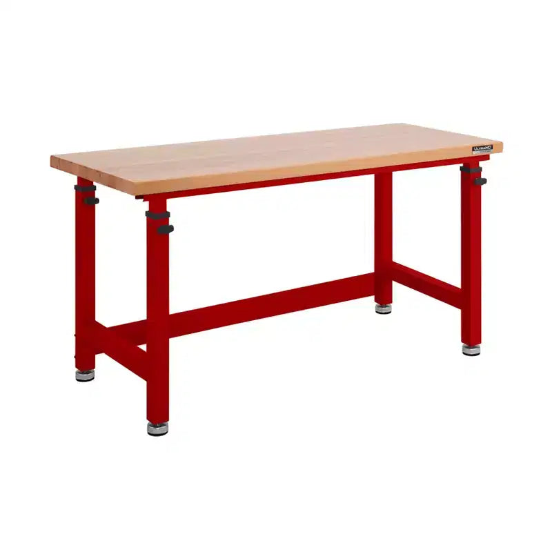 Établi robuste avec plateau en bois et hauteur réglable de 60 po