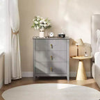 2 tables de chevet cannelées en bois, commode à 3 tiroirs de 69,85 cm de large, tables de nuit modernes, commode de chambre à coucher, salon