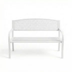Banc d'extérieur en métal 2 places pour jardin, bancs en acier avec dossier géométrique pour terrasse, jardin et porche