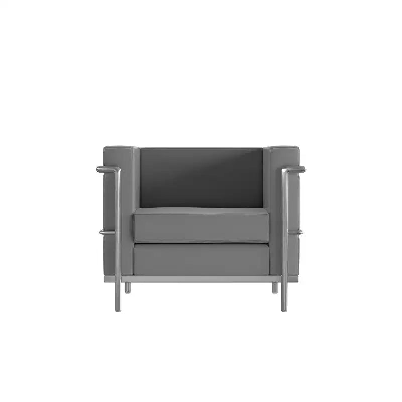 Fauteuil contemporain Emma et Oliver en similicuir avec double cadre enrobant