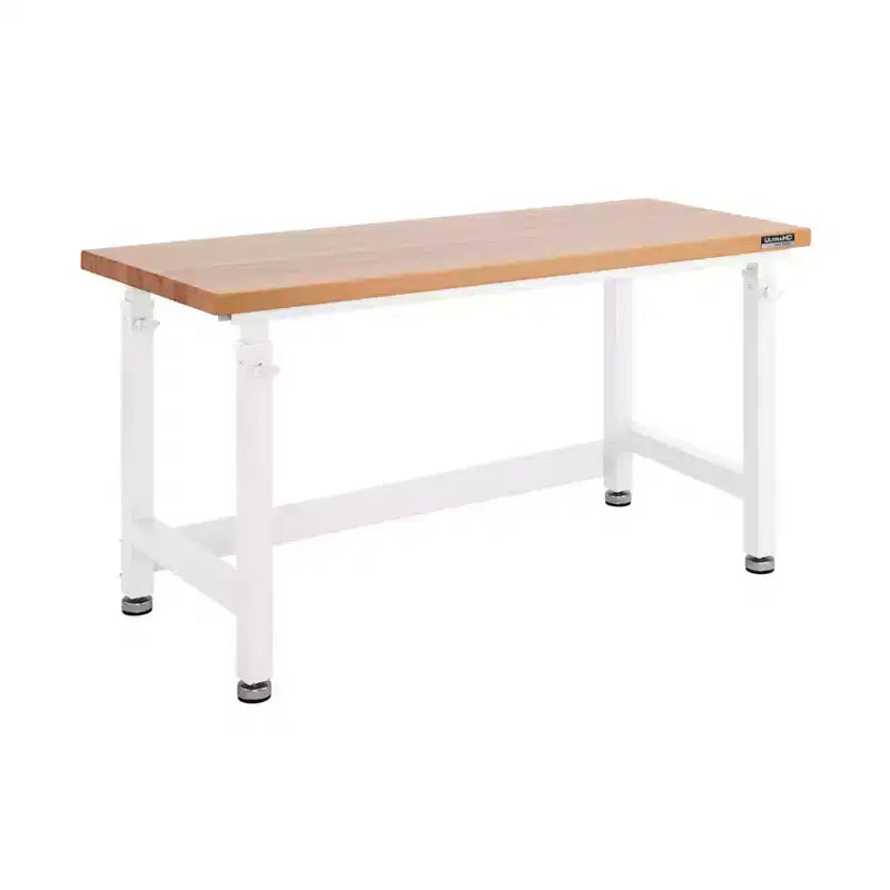 Établi robuste avec plateau en bois et hauteur réglable de 60 po