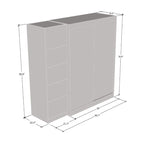 Armoire 2 portes avec miroir, façade vitrée, 2 personnes (Gris / Noir / Blanc)