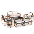 Costway Salon de Jardin 7 Pièces en Résine Tressée avec Ottomans, Coussins et Tables Canapé Fauteuil