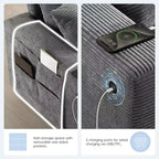 Canapé sectionnel modulaire surdimensionné Clihome 140 avec pouf de rangement mobile, porte-gobelet, assise large, chargeur USB, canapé en velours côtelé en forme de U à 6 places
