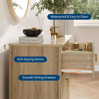 2 tables de chevet cannelées en bois, commode à 3 tiroirs de 69,85 cm de large, tables de nuit modernes, commode de chambre à coucher, salon
