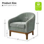 Fauteuil tonneau moderne Augus en bouclette avec pieds en bois massif par HULALA HOME