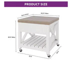 Table basse carrée à plateau relevable 3-en-1 avec tabourets à roulettes, table à manger multifonction à 2 niveaux avec rangements ouverts et dissimulés, pour salon et salle à manger