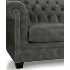 Canapé Chesterfield en cuir italien pleine fleur touffeté Hancock - 31 H x 86 L x 40 P
