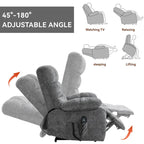 Fauteuil inclinable électrique double moteur avec massage et chaleur pour personnes âgées, grands fauteuils inclinables simples "Lazy Boy" avec télécommande