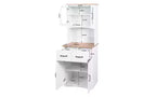 23 Armoires de cuisine en bois, armoire de garde-manger avec portes vitrées et tiroirs, étagères réglables, blanche