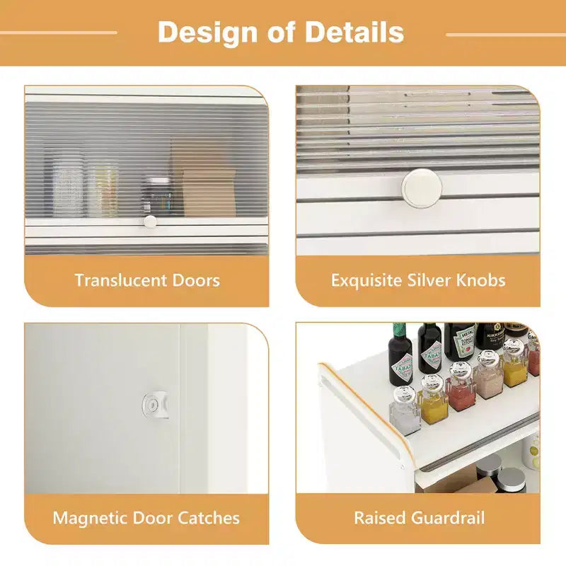 Meuble de cuisine Costway à 5 niveaux avec rangement, buffet mobile pour micro-ondes, portes basculantes, blanc/noir/gris/vert