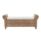 Banc de rangement en rotin de style bohème-ferme Bab avec motifs sculptés creux par HULALA HOME