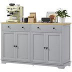 Buffet bas HOMCOM avec rangements, Meuble de cuisine moderne avec 4 portes, 2 tiroirs et 2 étagères réglables, Meuble de bar à café