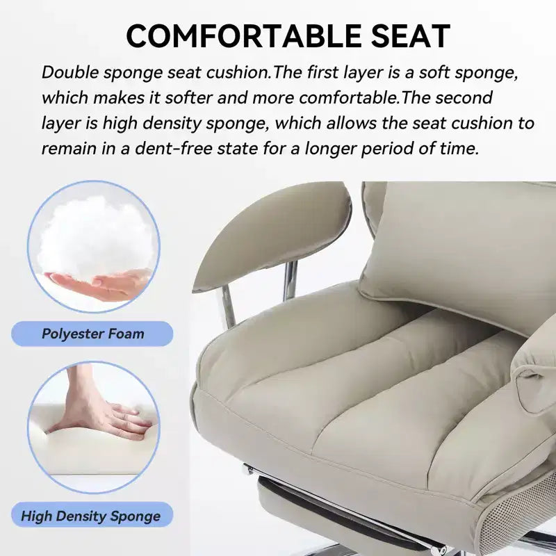 Efomao Chaise de Bureau Ergonomique 400 lbs, Grande Chaise d'Ordinateur en Cuir PU pour Personnes de Grande Taille, Fauteuil de Direction avec Repose-Pieds et Soutien Lombaire