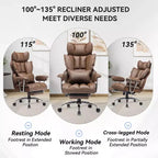 Efomao Chaise de Bureau Ergonomique 400 lbs, Grande Chaise d'Ordinateur en Cuir PU pour Personnes de Grande Taille, Fauteuil de Direction avec Repose-Pieds et Soutien Lombaire