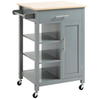 HOMCOM Desserte de cuisine compacte à roulettes, chariot de service roulant avec étagère de rangement et tiroir pour salle à manger