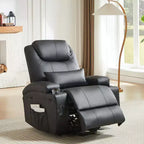 Fauteuil inclinable électrique avec fonction releveur, massage et chauffage Bestier 34,6 po, fauteuil inclinable en similicuir avec poches latérales et porte-gobelets